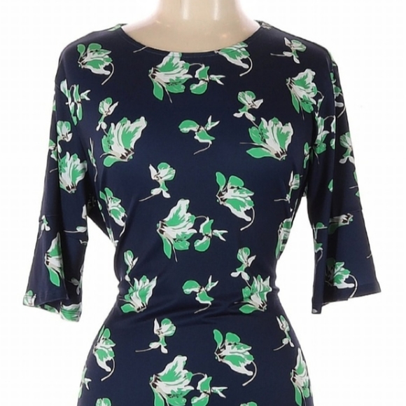 Charlie Paige Navy & Green Dress, L - Picture 2 of 4